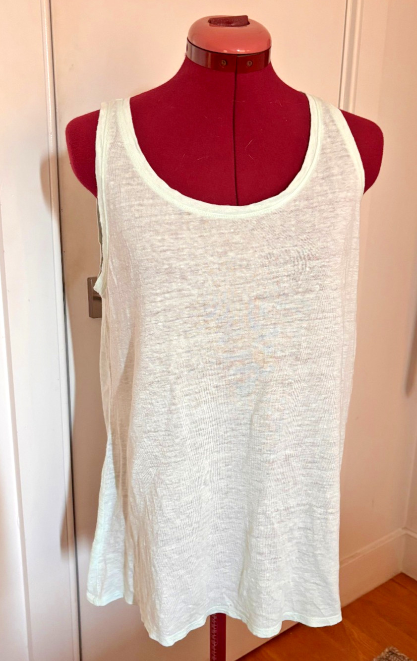 Eileen Fisher Beachy Linen Tank Top Aqua Mint Sleeveless Scoop Neck Womens M
